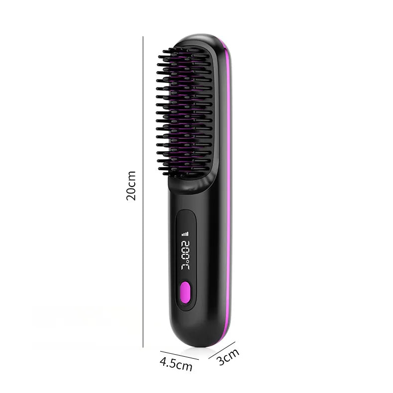 2-in-1 Wireless Hair Straightener & Curler Brush