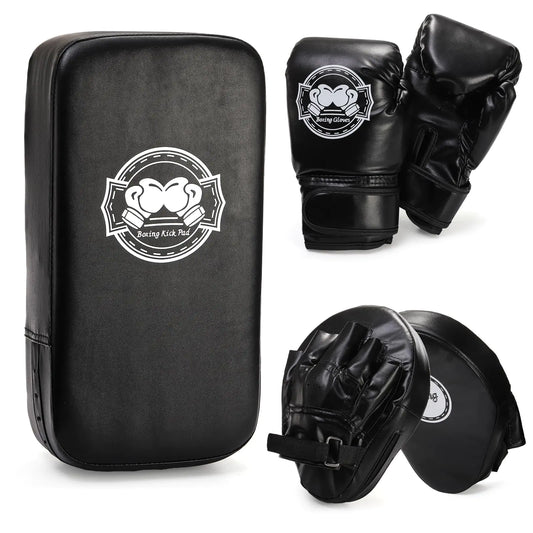Cididu 3-in-1 Kids Boxing Set Punching Gloves Mitts Kick Pad for Beginners Sports Kickboxing Training Set for Youth Child Boxing Karate Taekwondo Muay Thai MMA Training