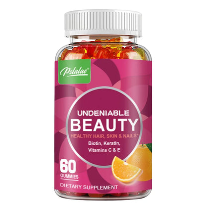 Beauty Gummies - with Biotin, Keratin - for Skin, Nails and Hair Health, Nourishes Skin and Strengthens Hair - 60 Gummies