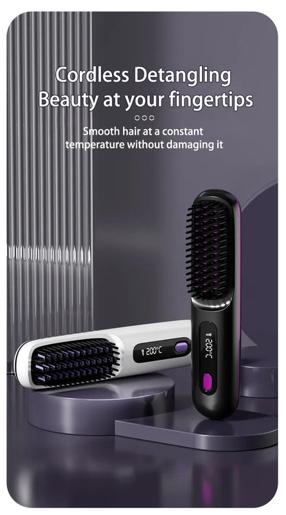 2-in-1 Wireless Hair Straightener & Curler Brush