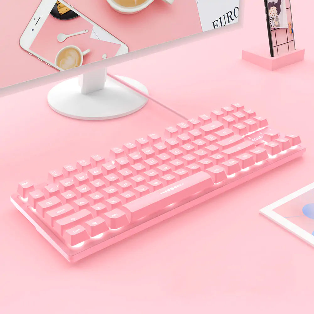 Cute Pink Keyboard and Mouse Set