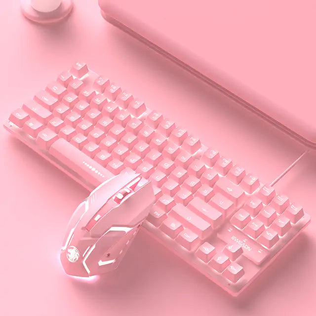 Cute Pink Keyboard and Mouse Set