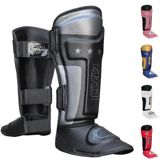 Farabi Sports Shin Instep Kids Junior MMA Kick Boxing Shin Guard Training Shin Protector Guards (Black)