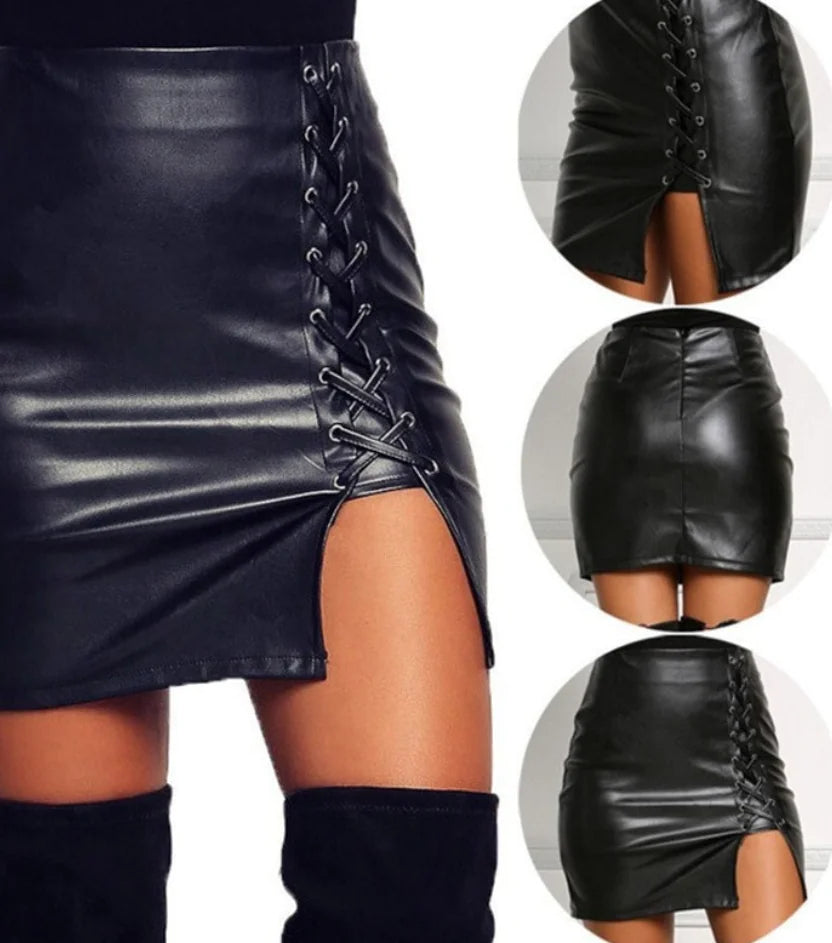 Belted High-Slit Skirt