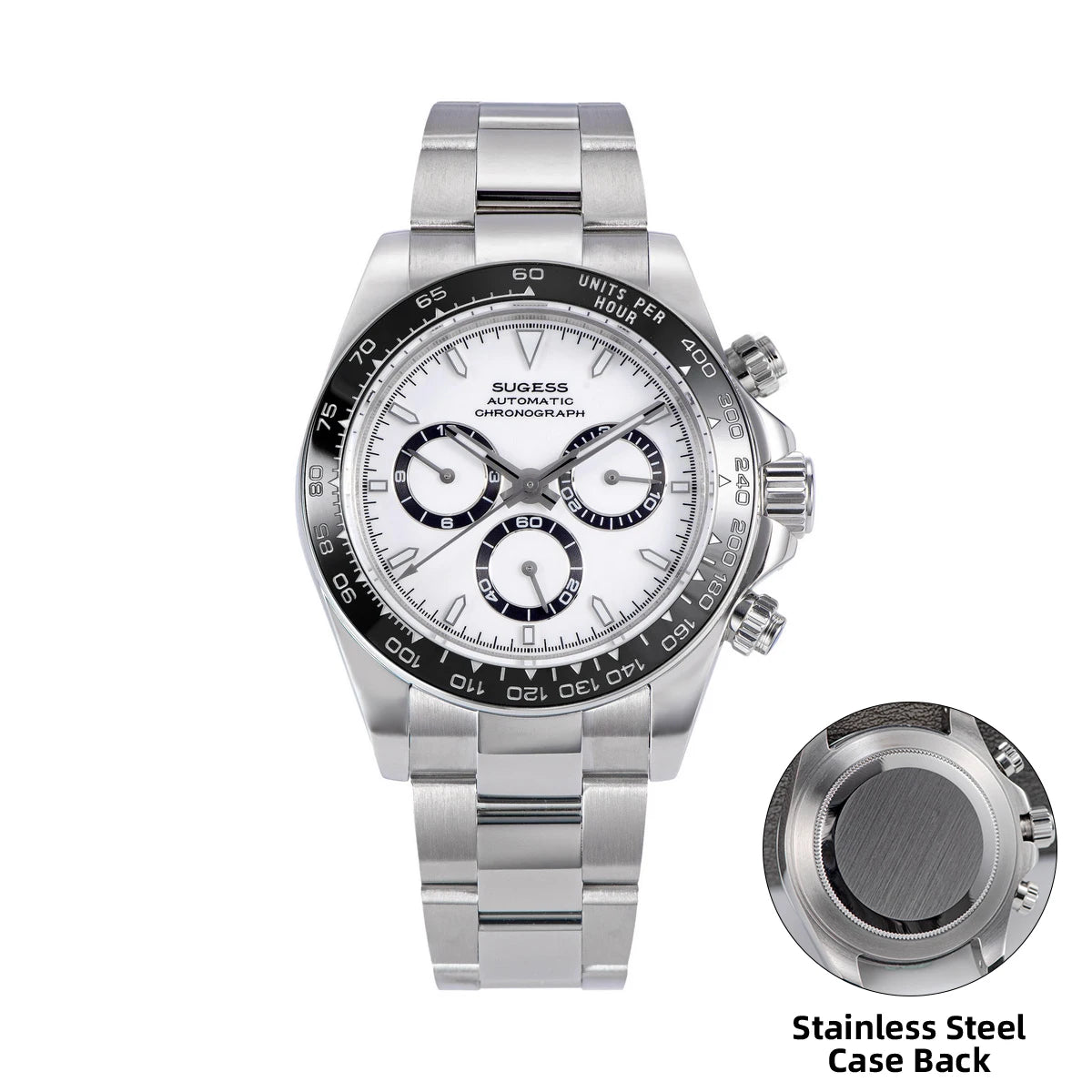 Sugess Diving Mens Watch Panda Automatic Mechanical Chronograph Movement Wristwatches Waterproof Ceramic Bezel Day Tona New 2024