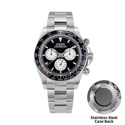 Sugess Diving Mens Watch Panda Automatic Mechanical Chronograph Movement Wristwatches Waterproof Ceramic Bezel Day Tona New 2024