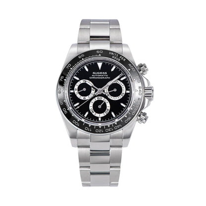 Sugess Diving Mens Watch Panda Automatic Mechanical Chronograph Movement Wristwatches Waterproof Ceramic Bezel Day Tona New 2024