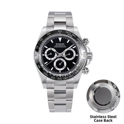 Sugess Diving Mens Watch Panda Automatic Mechanical Chronograph Movement Wristwatches Waterproof Ceramic Bezel Day Tona New 2024