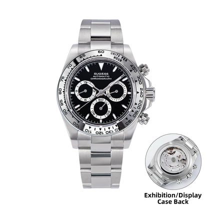 Sugess Diving Mens Watch Panda Automatic Mechanical Chronograph Movement Wristwatches Waterproof Ceramic Bezel Day Tona New 2024