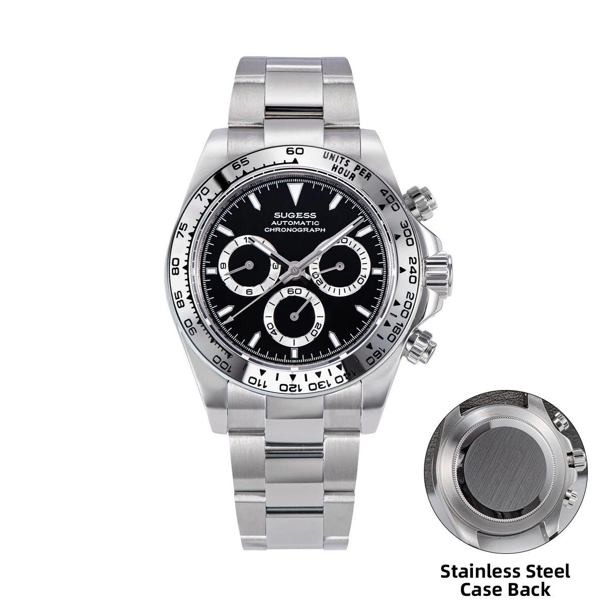 Sugess Diving Mens Watch Panda Automatic Mechanical Chronograph Movement Wristwatches Waterproof Ceramic Bezel Day Tona New 2024