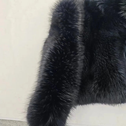 New Winter Women's 100% Genuine Fox Fur Coat Whole Skin Luxurious Thick Warm Jacket Black Color