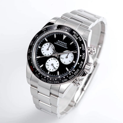 Sugess Diving Mens Watch Panda Automatic Mechanical Chronograph Movement Wristwatches Waterproof Ceramic Bezel Day Tona New 2024