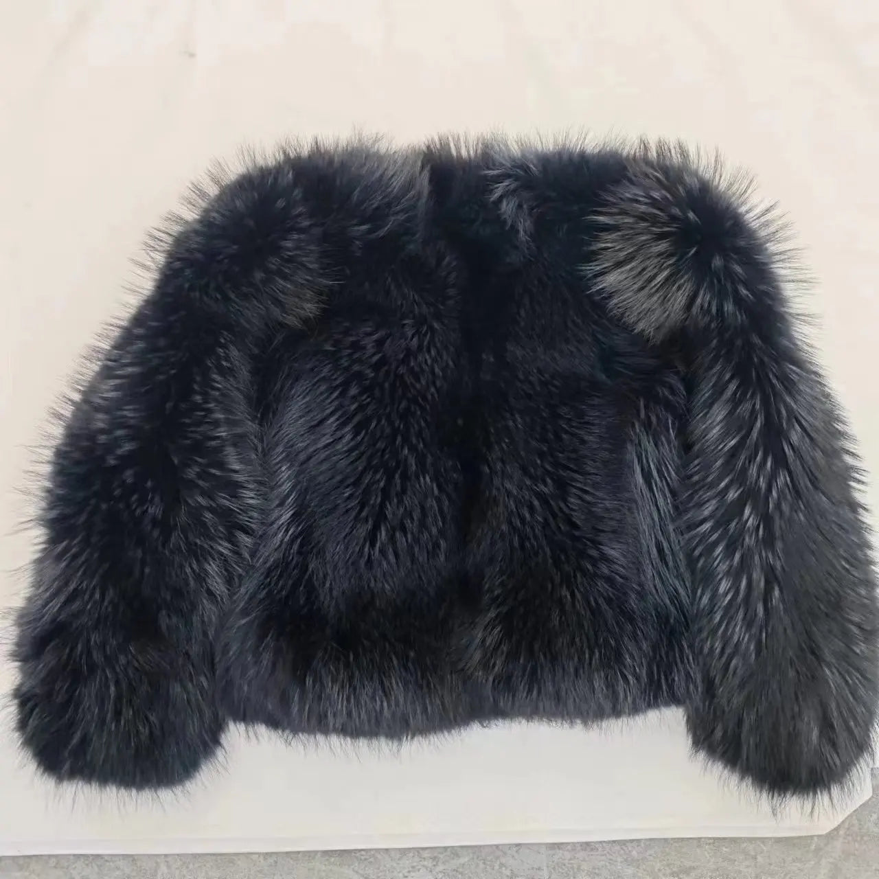 New Winter Women's 100% Genuine Fox Fur Coat Whole Skin Luxurious Thick Warm Jacket Black Color