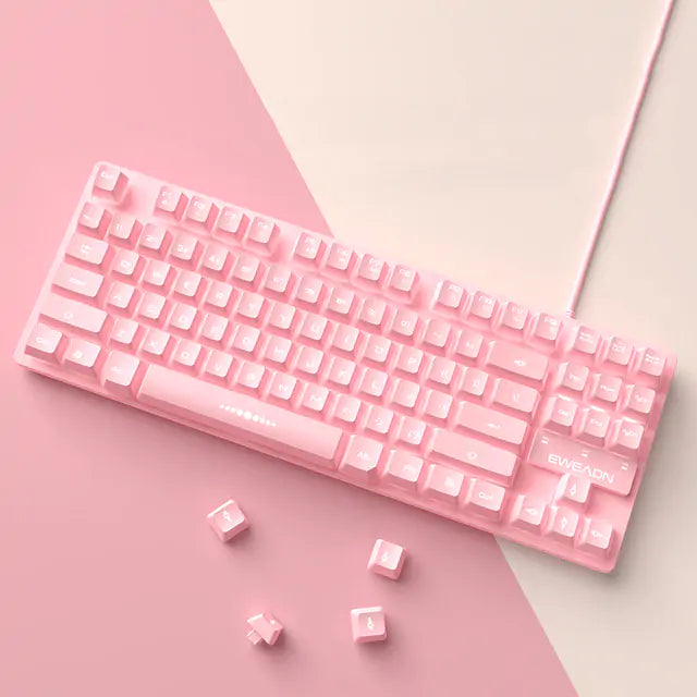 Cute Pink Keyboard and Mouse Set