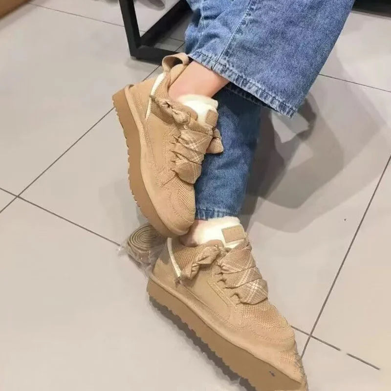 Women's Suede Lace-Up Platform Sneakers