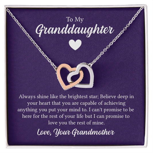 Interlocking Hearts Necklace - For Granddaughter From Grandmother