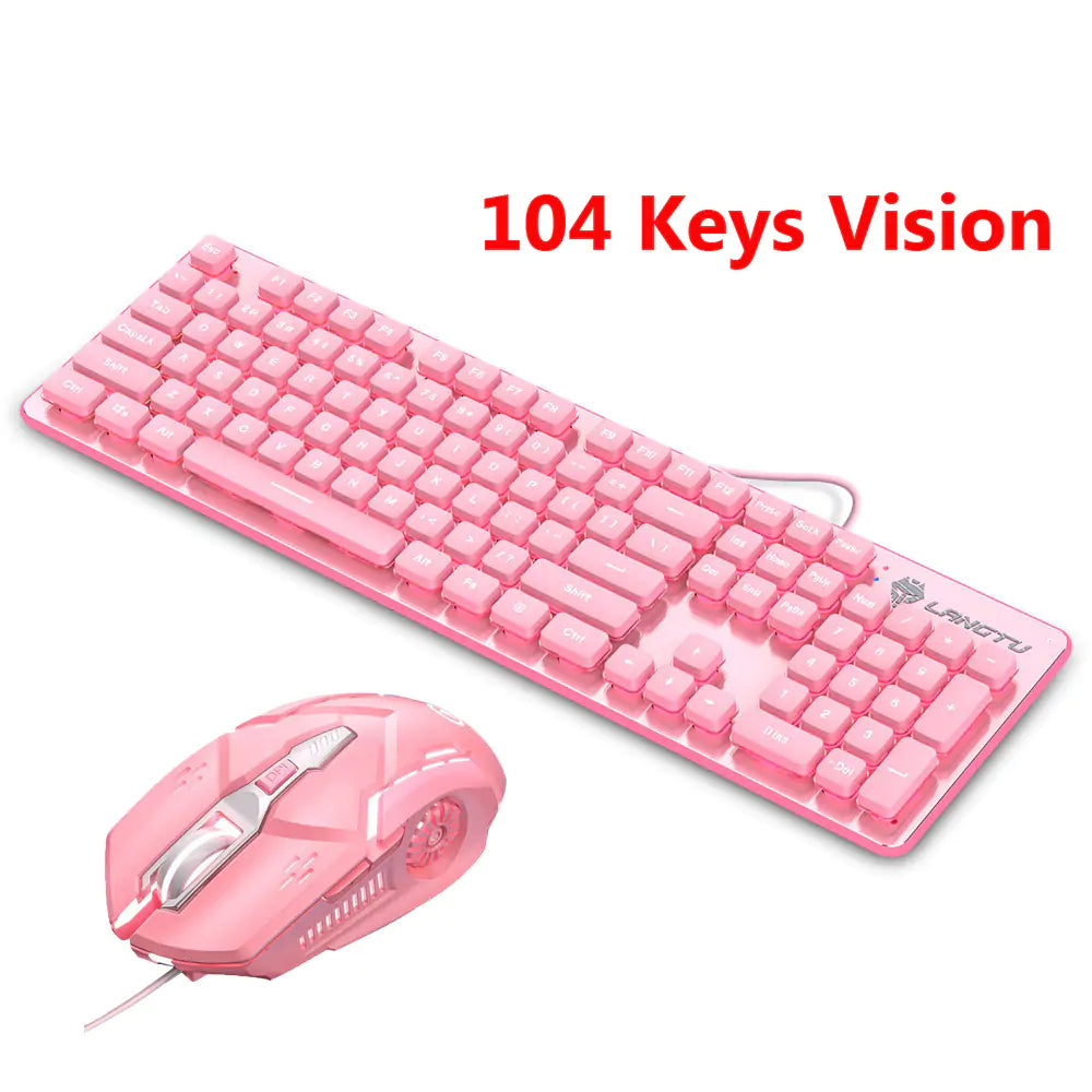 Cute Pink Keyboard and Mouse Set