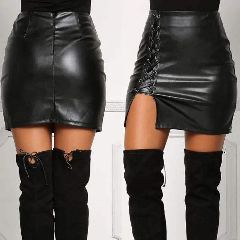 Belted High-Slit Skirt