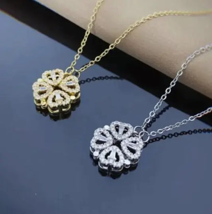 Magnetic Folding Heart Pendant Necklace